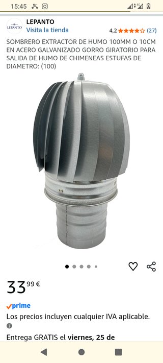 Sombrero Extractor Giratorio 100mm