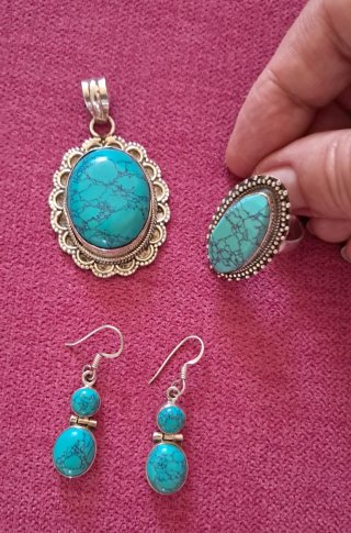 Conjunto de Joyas en Plata y Turquesa