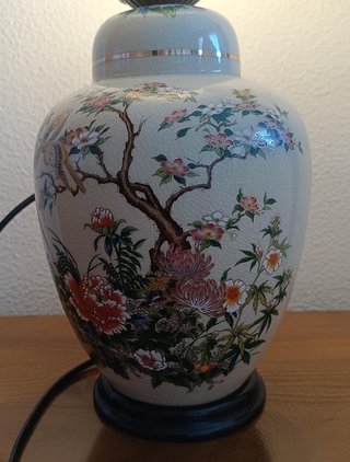 Lámpara de mesa cerámica floral