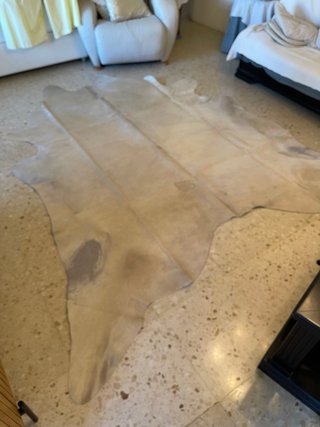 Alfombra Piel Vaca Beige y Gris