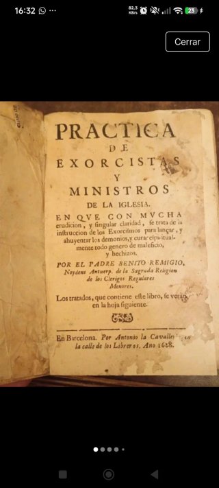Libro tratado exorcismo 1688 Barcelona completo