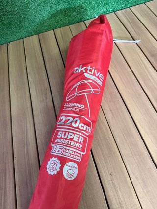 AKTIVE Sombrilla parasol antiviento de 220 cm Rojo