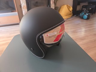 Casco Jet Retro Negro Mate talla L