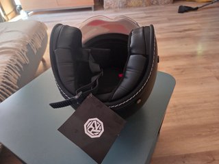 Casco Jet Retro Negro Mate talla L