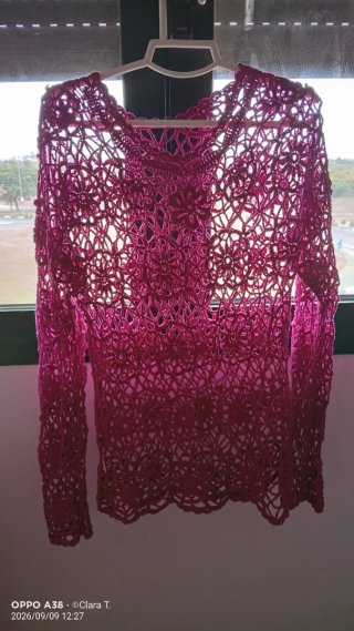 Suéter de Crochet Fucsia