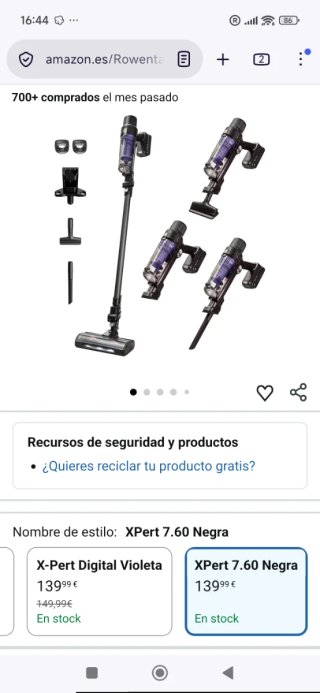 Aspiradora Portátil Inalámbrica Rowenta xpert7.60