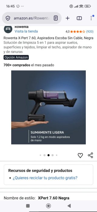 Aspiradora Portátil Inalámbrica Rowenta xpert7.60