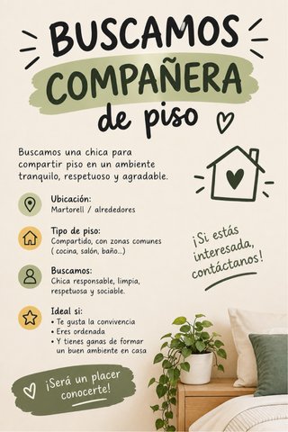 Buscamos compañera de piso