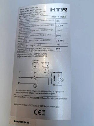 Termo Eléctrico HTW 80 Litros