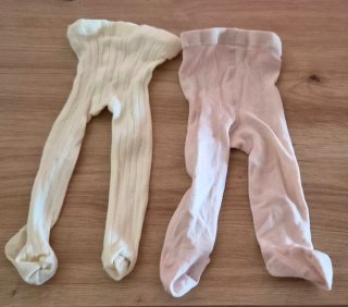 Leotardos bebé blanco roto y rosa