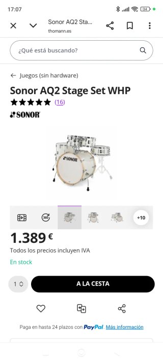 Batería Sonor AQ2 Stage Set Maple