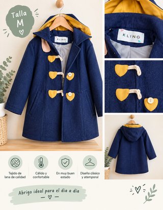 Abrigo Kling Talla M Azul Marino con Detalles Amar