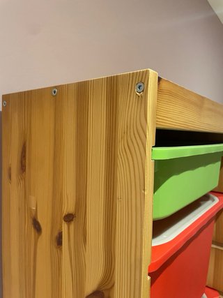 Estantería infantil madera pino con cajas