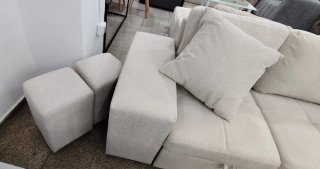 Sofá Chaise Longue Cama 250cm + 2 Puff + Arcón