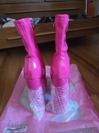 Botas de tacón alto fucsia