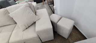 Chaise Longue Sofá Cama 250cm con Arcón y 2 Puff
