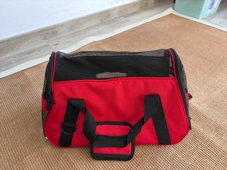 Bolso Viaje Perro/Gato Pequeño Rojo/Negro Sin uso
