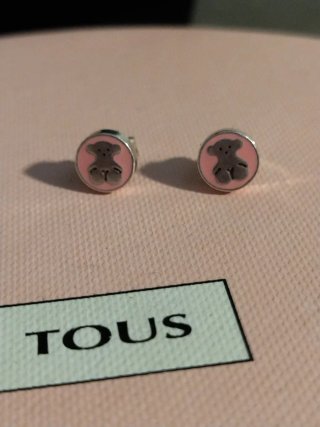 Pendientes Tous Oso Rosa plata