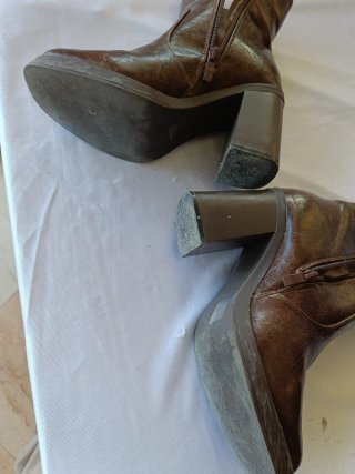 Botines piel mujer tacón alto marrón oscuro