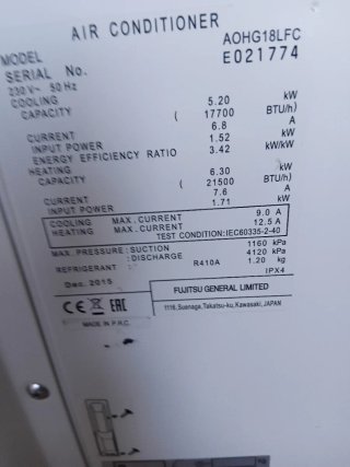 Aire Acondicionado Fujitsu 4500 frigorías