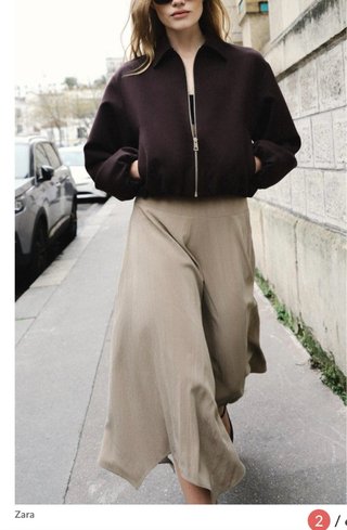 Falda midi Zara asimétrica beige T.S