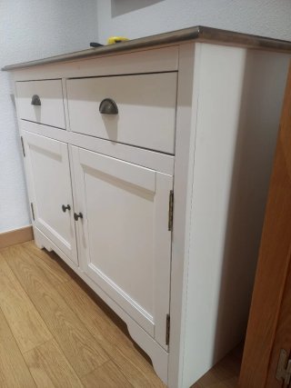 Aparador de Madera Blanco y Marrón