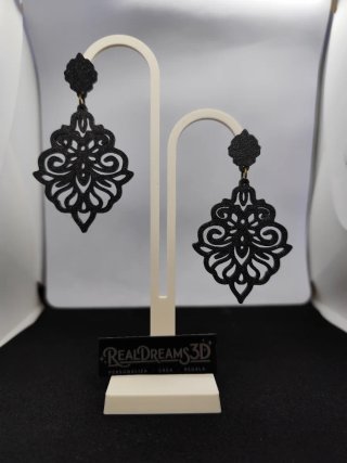 Pendientes Brocado Negro Brillo 3D