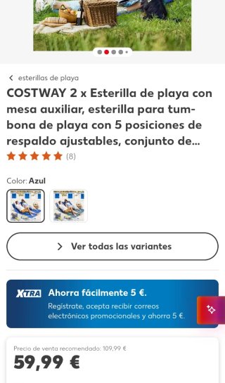 Costway 2 Tumbonas de Playa con Mesa Auxiliar