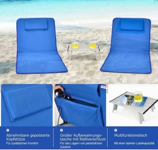 Costway 2 Tumbonas de Playa con Mesa Auxiliar