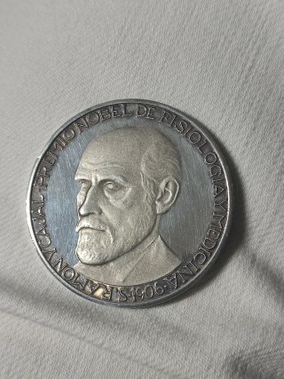 Moneda Plata Ramón y Cajal Nobel Fisiología