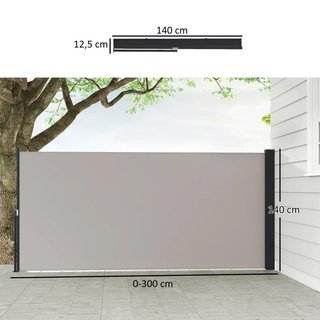 Toldo Lateral Retráctil Anti UV Privacidad Gris