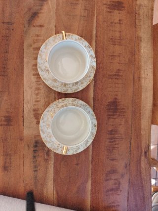 Juego 2 tazas de té de porcelana