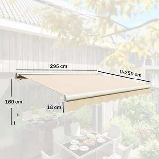 Toldo Retráctil 295x250 Manivela Ajustable Crema