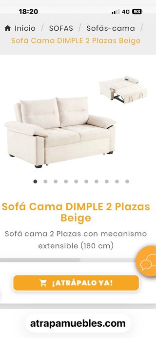 Sofá Cama Beige Sin Estrenar