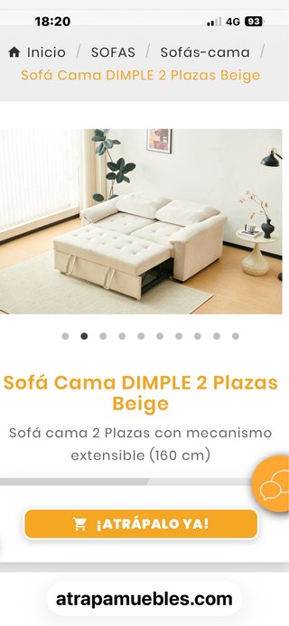 Sofá Cama Beige Sin Estrenar