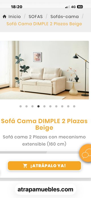 Sofá Cama Beige Sin Estrenar