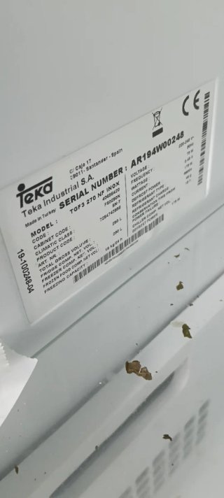 Congelador Vertical Acero Inoxidable Teka no Frost