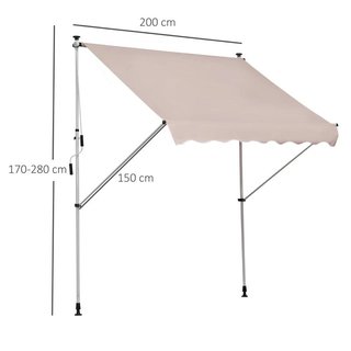 Toldo Manual 200x150 Ajustable Manivela Beige