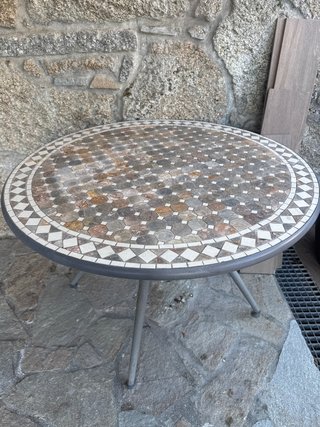 Mesa de jardín redonda mosaico
