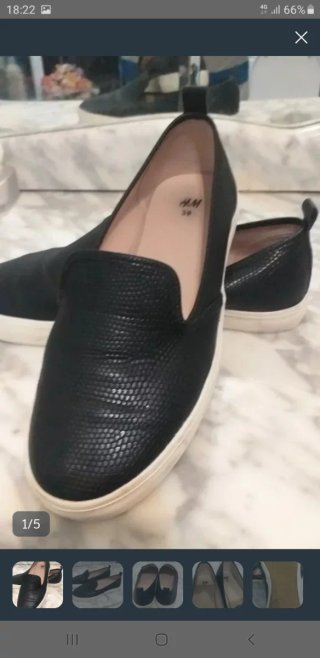 Mocasines Polipiel Negros H&M Talla 39