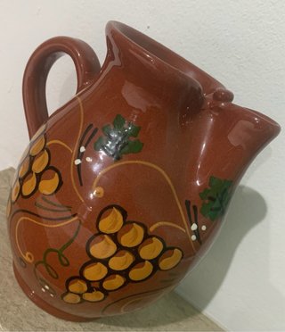 Brocca vino terracotta dipinta a mano