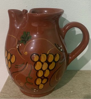 Brocca vino terracotta dipinta a mano