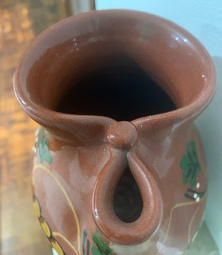 Brocca vino terracotta dipinta a mano