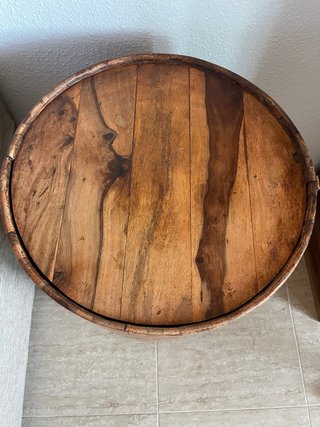 Mesa Auxiliar/barril bar de madera maciza.