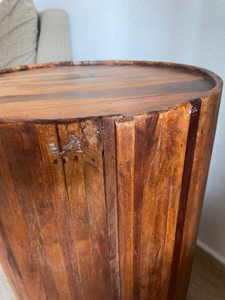 Mesa Auxiliar/barril bar de madera maciza.