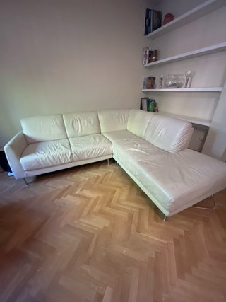 Sofá Esquinero Beige Cuero Ikea