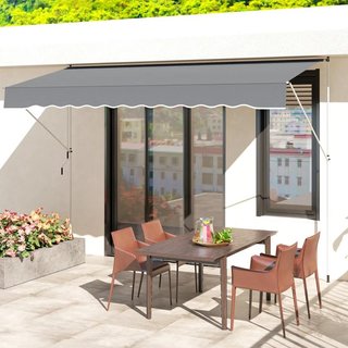 Toldo Manual Retráctil 4x1,2m Ajustable Gris