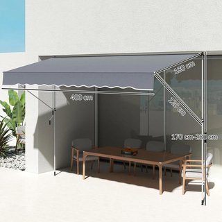 Toldo Manual Retráctil 4x1,2m Ajustable Gris