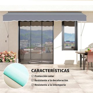 Toldo Manual Retráctil 4x1,2m Ajustable Gris
