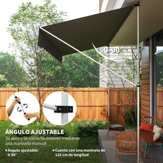 Toldo Manual Retráctil 4x1,2m Ajustable Gris